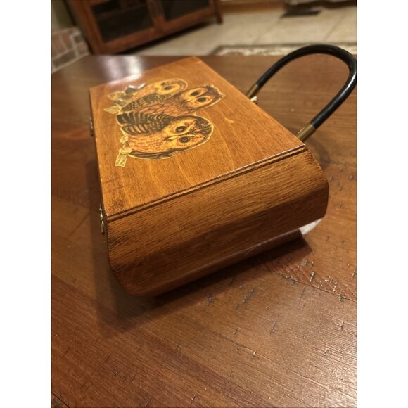 Vintage Wooden Owl Purse 1970’s With Handle - Picture 4 of 10